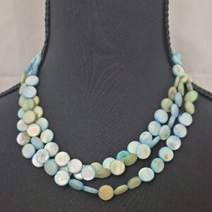 Elegant Multi-Strand Blue and Green Necklace
